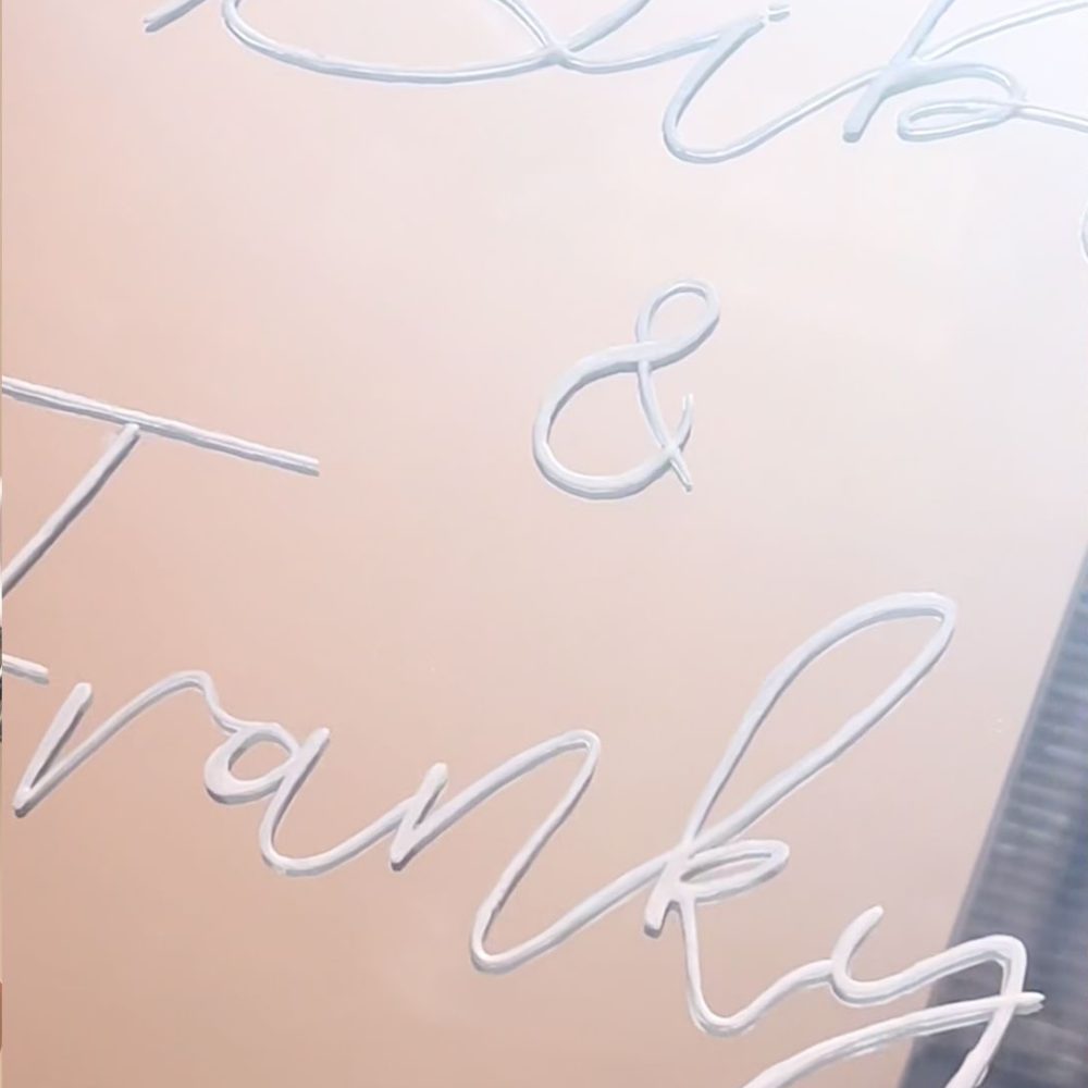 "Mirror Handlettering on a Wedding Welcome Sign"